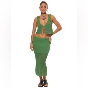 We Wore What Green Skirt Set